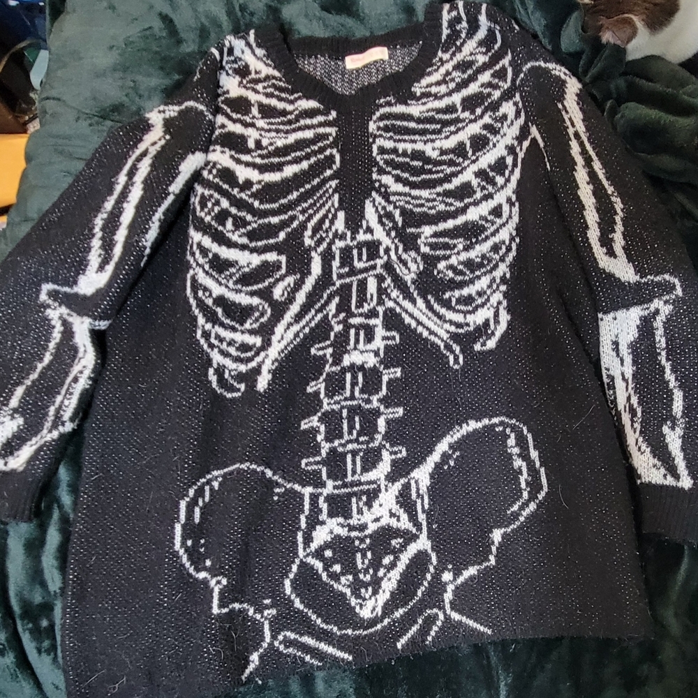 Skeleton Ribcage Knit Sweater romwe